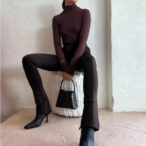 NWOT Camilla & Marc Chocolate Brown Opal Scuba Boot Cut Flare Pants